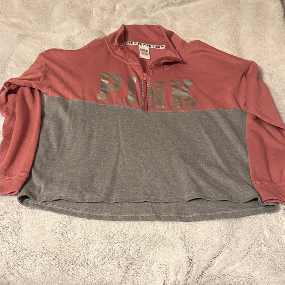 PINK Victoria's Secret Two-Tone Pullover Sweater - Pink and Gray